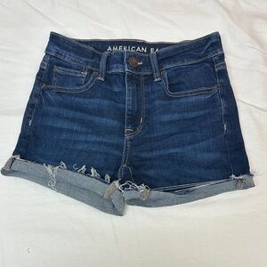 American Eagle High Rise Shortie Denim Shorts